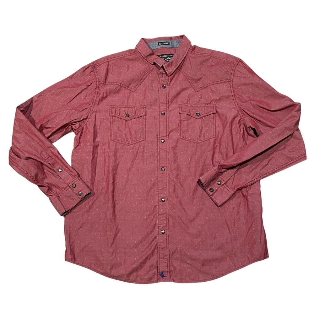 Cody James Western Shirt Mens XLarge Red Burgundy Long Sleeve Pearl Snap Button